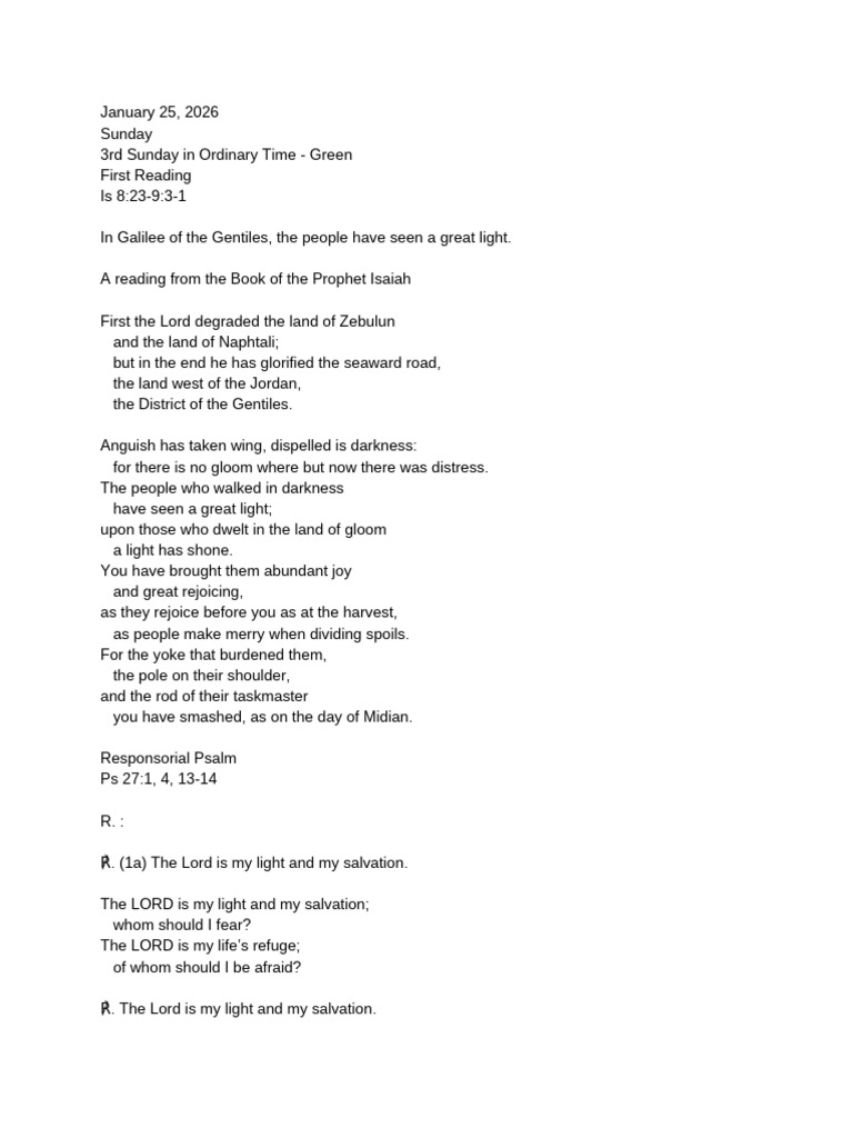 January 25, 2026 | PDF | Jesus | Religious Belief And Doctrine