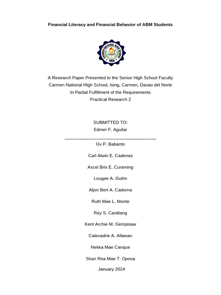 Financial Literacy's Impact on ABM Students | PDF | Cost Of Living ...