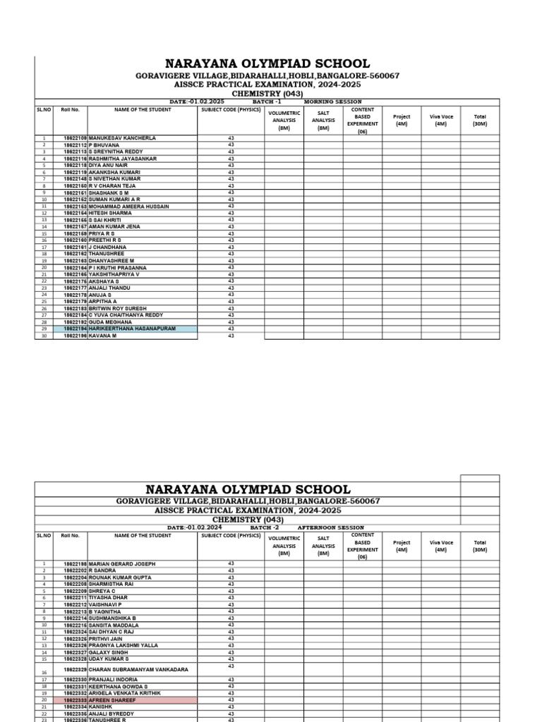 AISSCE Chemistry Practical Exam 2025 | PDF
