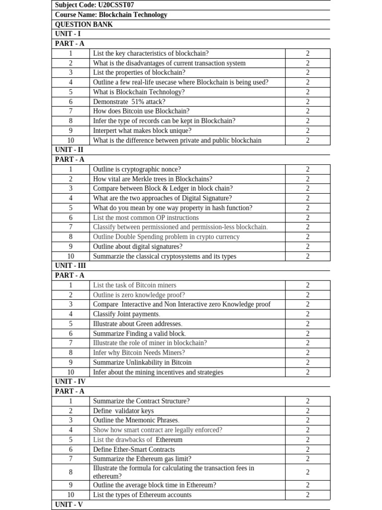 Blockchain Technology Question Bank | PDF | Bitcoin | Applications Of ...