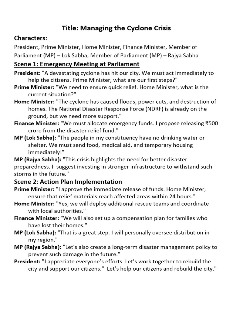 Central Government Role Play | PDF