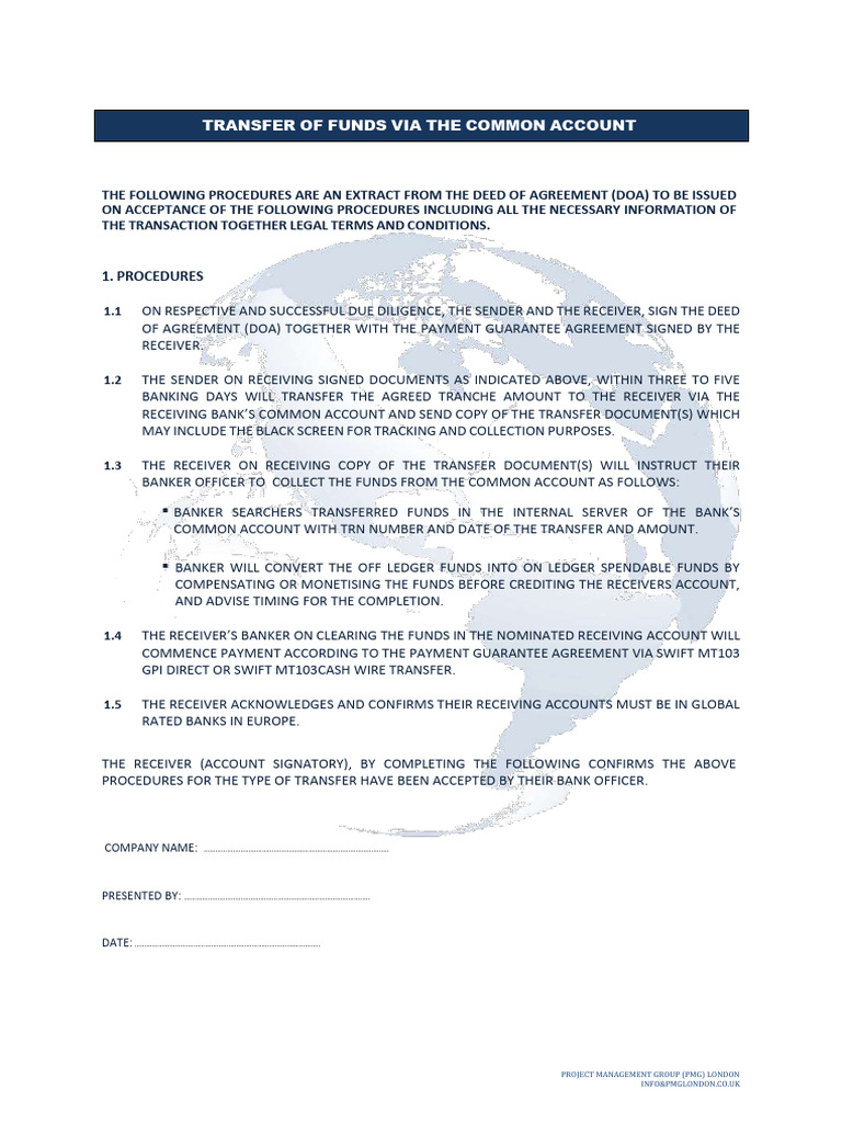 Common Account Fund Transfer Procedures | PDF