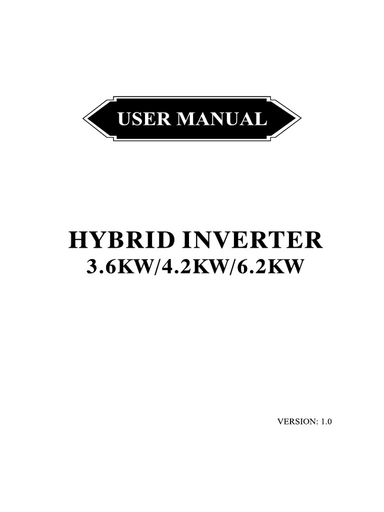 Offon Grid Hybrid Solar Inverter User Manual | PDF