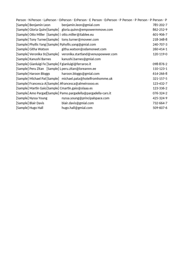 Contact List of Individuals | PDF