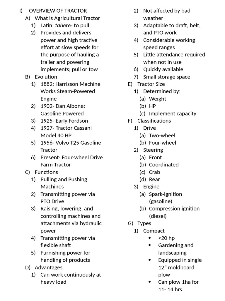 Tractor Chapter 1 Notes | PDF | Tractor | Vehicles