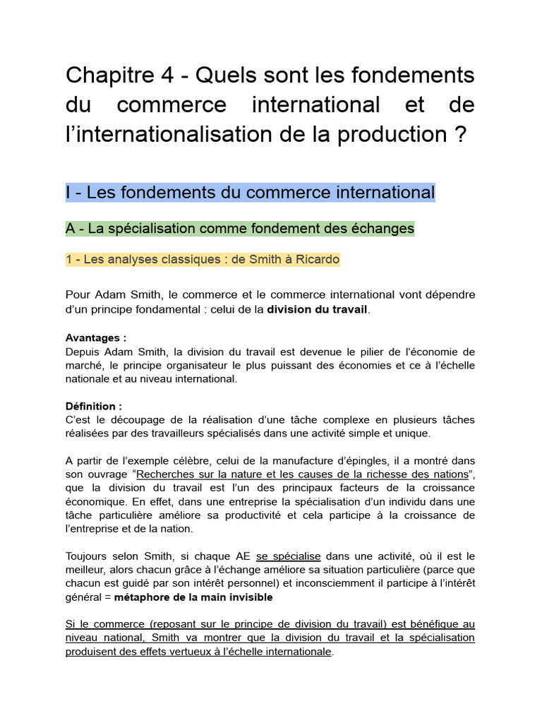 Fondements du commerce international | PDF | Avantage comparatif ...
