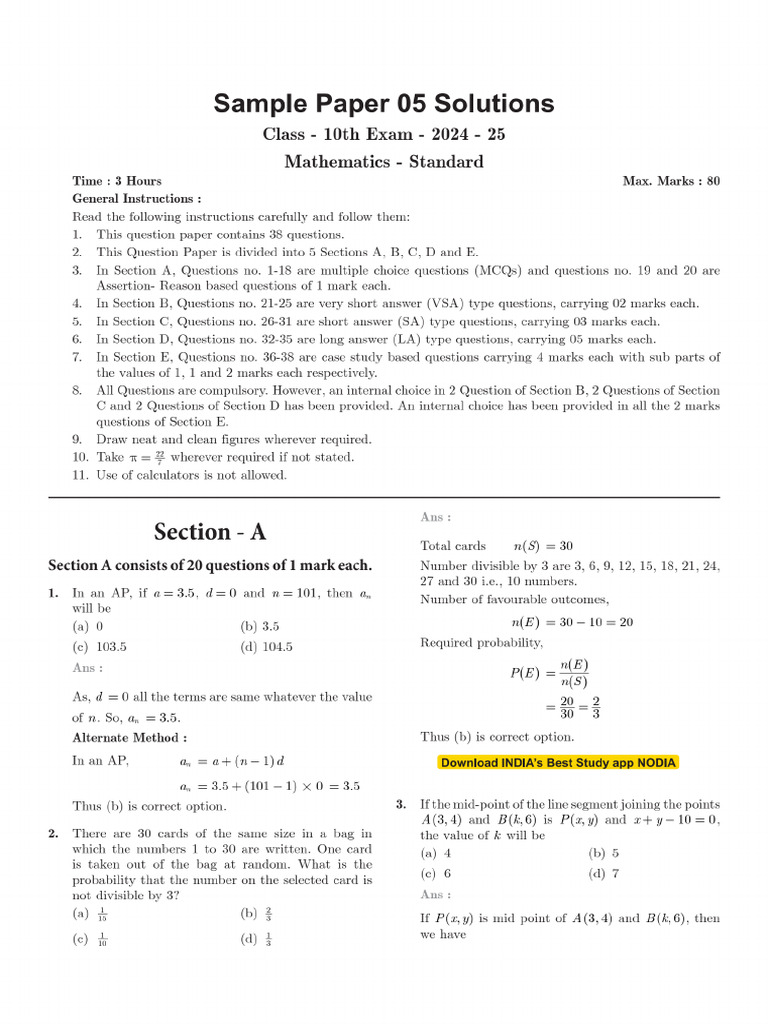 Sample Paper 5 | PDF