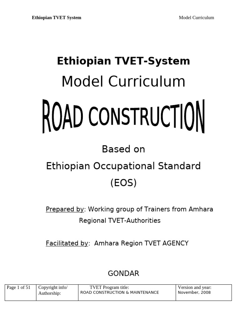 Road Model Curriculum OLD BEST | PDF | Curriculum | Surveying