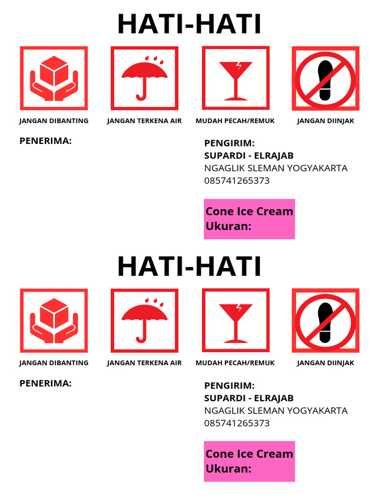 Label Pengiriman Cone | PDF