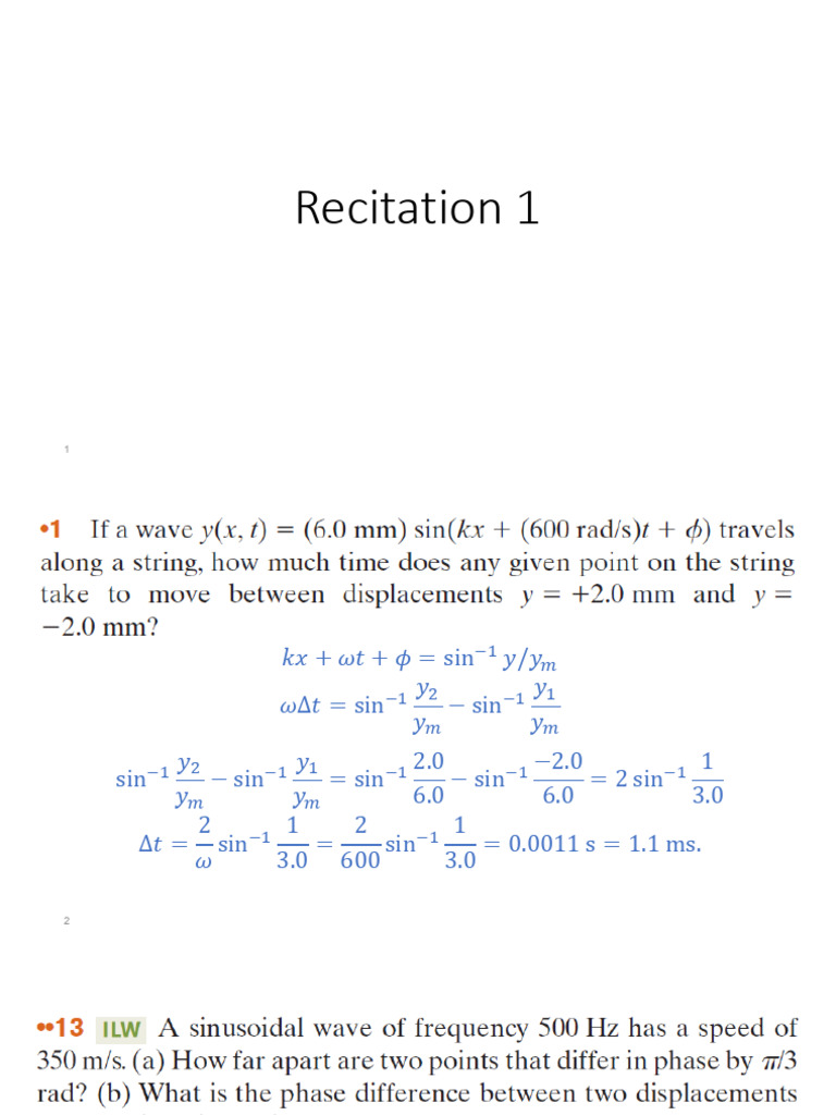 Wave Motion Calculations and Analysis | PDF