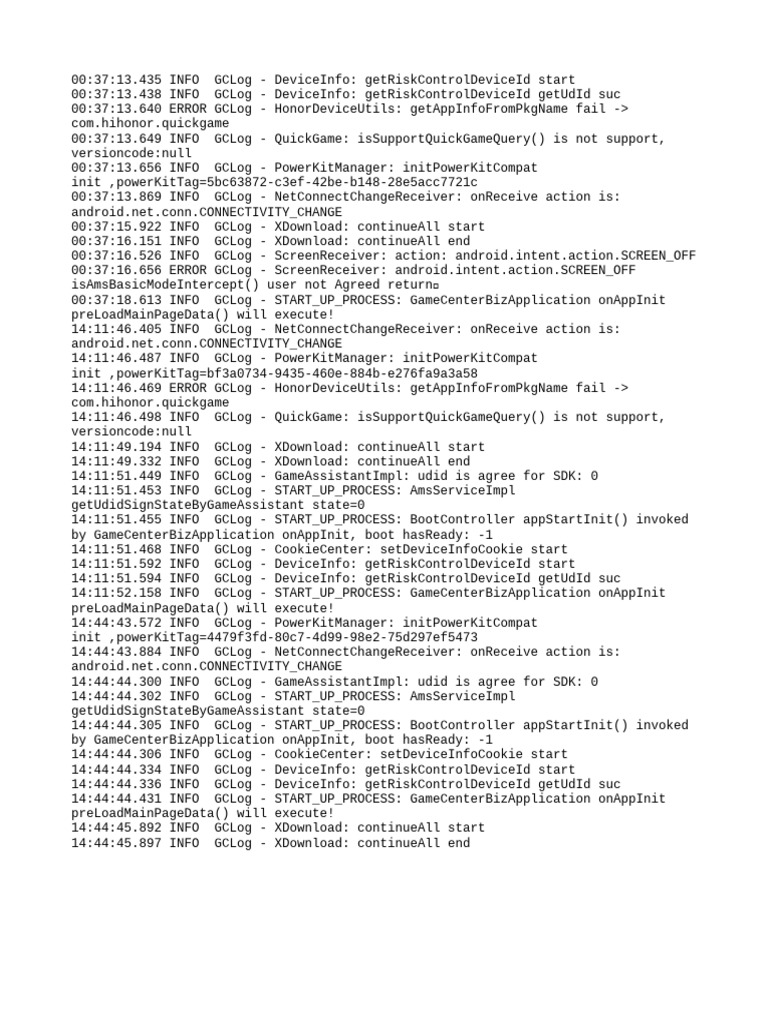 Device Info and App Initialization Logs | PDF
