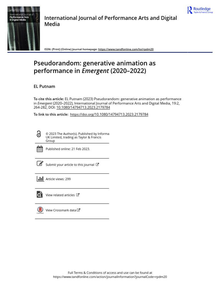 Generative Animation in Digital Performance | PDF | Data | Emergence