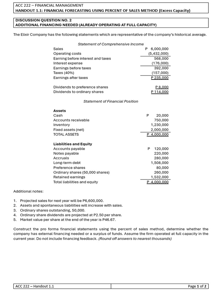 Financial Forecasting & AFN Analysis | PDF | Equity (Finance ...