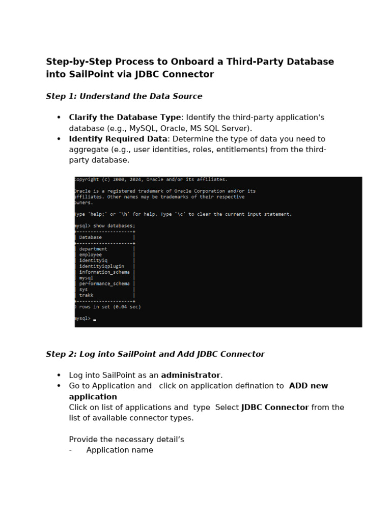 Onboarding Third-Party DB to SailPoint | PDF | Databases | My Sql