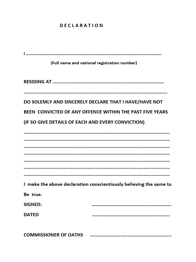 Legal Declaration Form | PDF