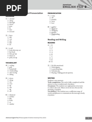 American English File 2 Answer Key | PDF | English Language