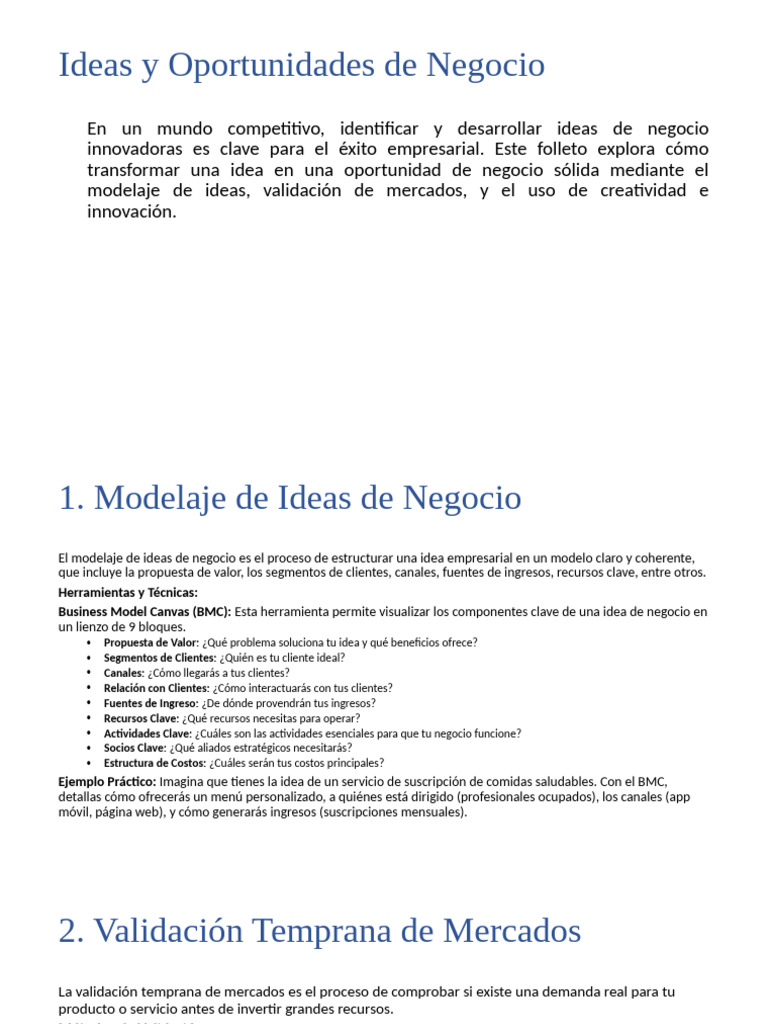 Ideas y Oportunidades de Negocio | PDF | Innovación | Creatividad