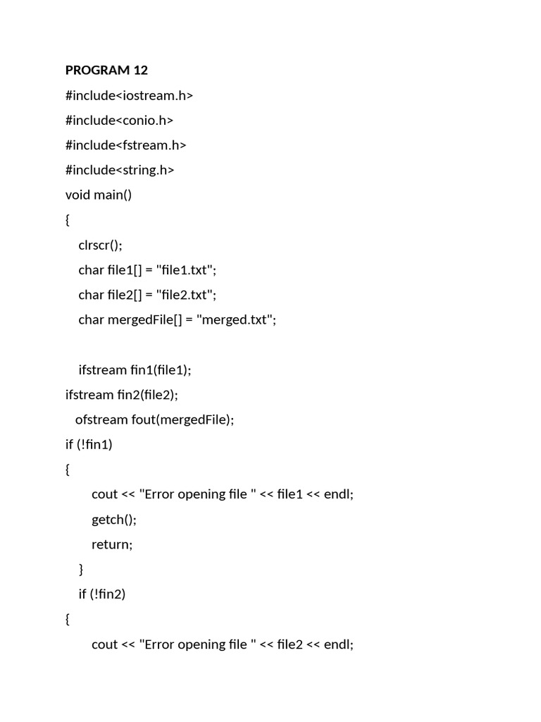 Merge Files in Program 12 | PDF