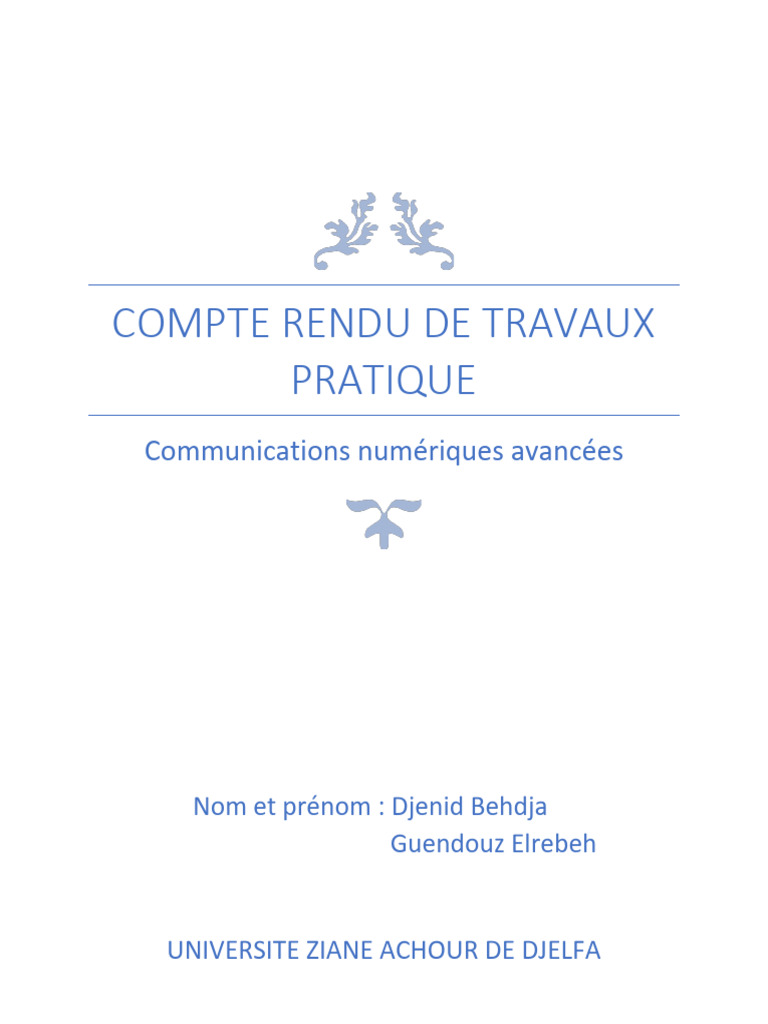 Compte Rendu de Travaux Pratique - Comm | PDF
