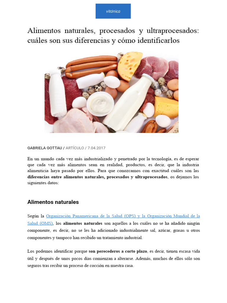 Alimentos Naturales, Procesados y Ultraprocesados: Cuáles Son Sus ...
