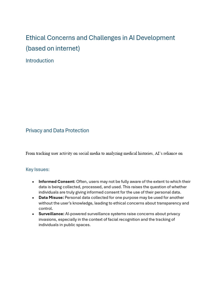 Ethical Concerns and Challenges in AI Development | PDF | Artificial ...