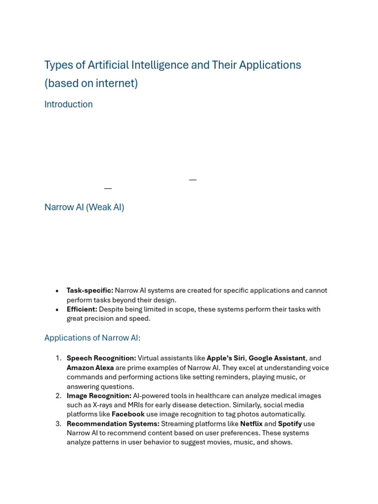 Types of AI and Their Applications | PDF | Artificial Intelligence ...
