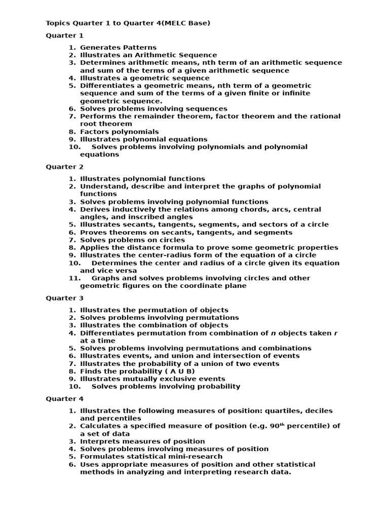 Comprehensive Math Curriculum Overview | PDF | Circle | Trigonometric ...