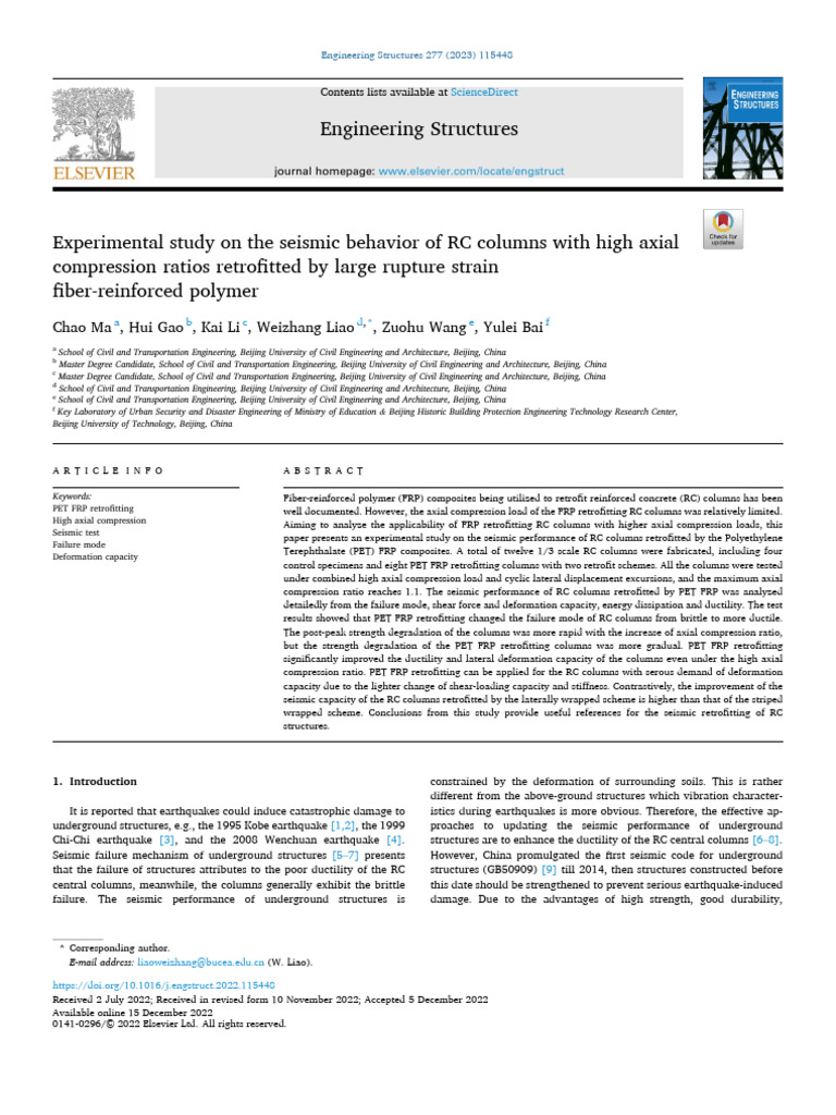 7-Experimental Study On The Seismic Behavior of RC Columns With High ...