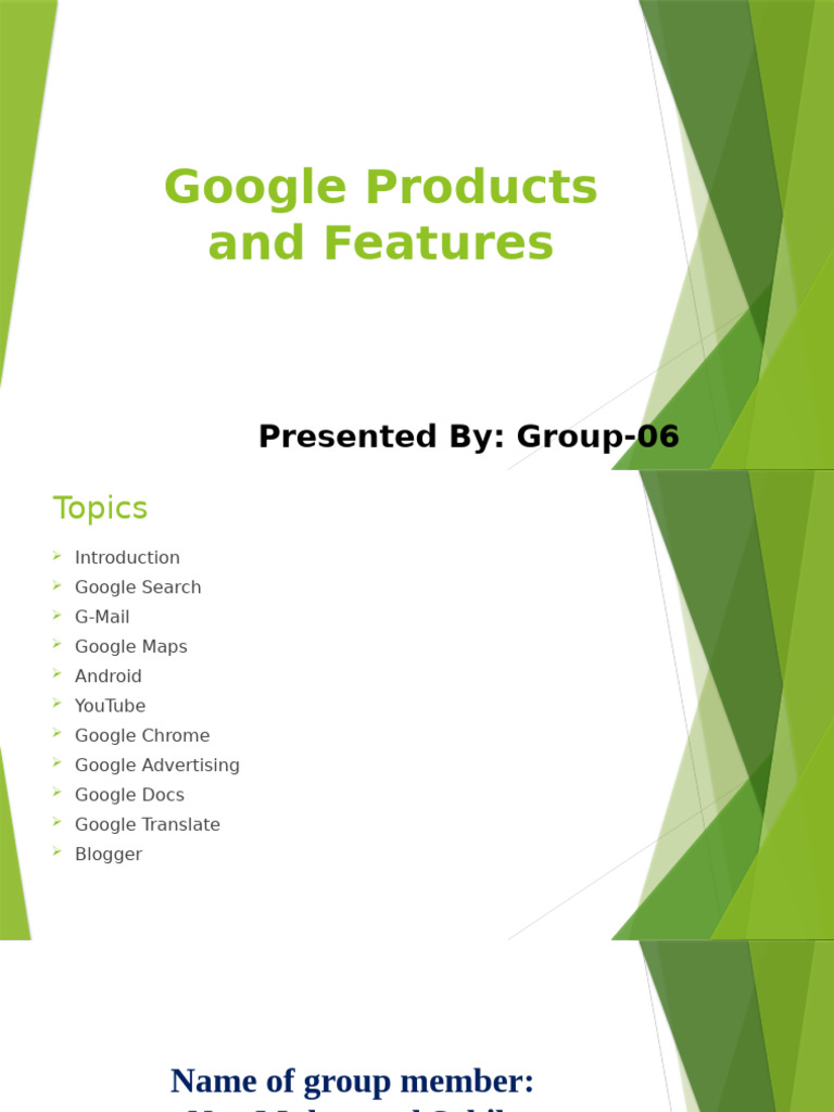GROUP-6 Presentation On Google Products and Features | PDF | Gmail ...
