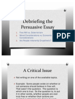 Debriefing The Persuasive Essay