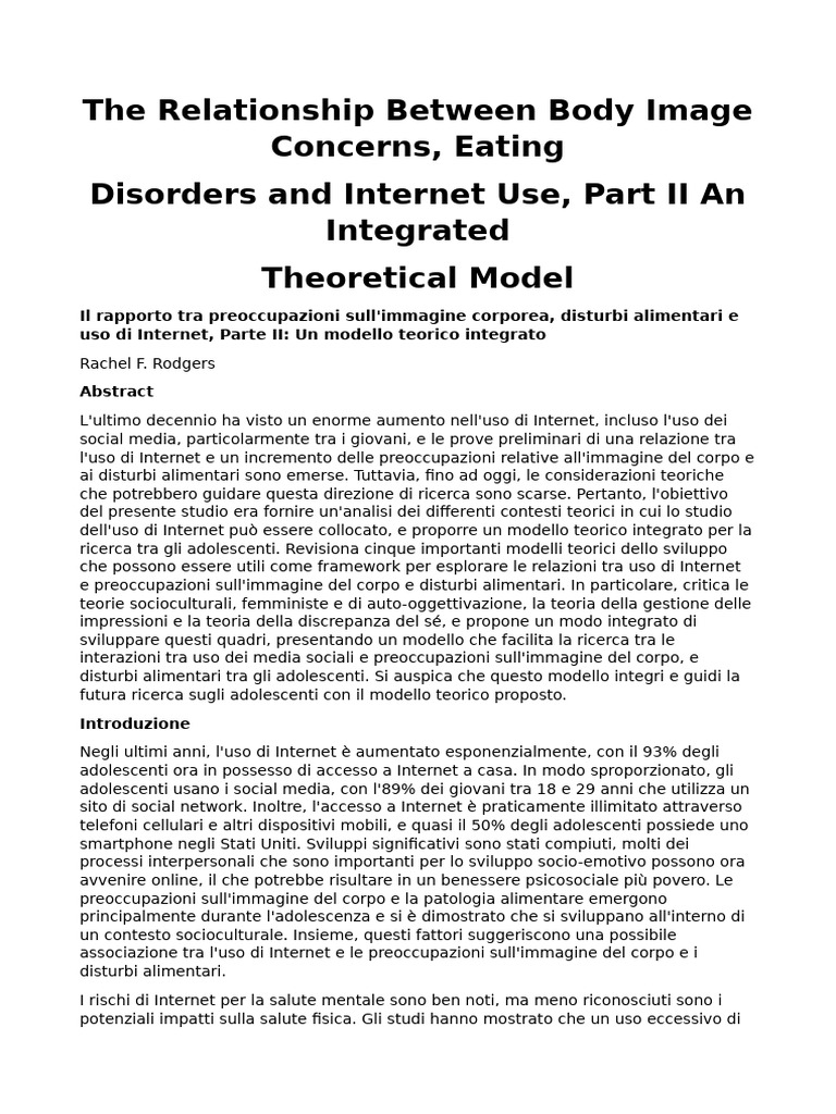 The Relationship Between Body Image Concerns, Eating | PDF