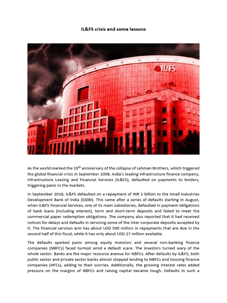 IL&FS Crisis: Key Lessons Learned | PDF | Loans | Banks