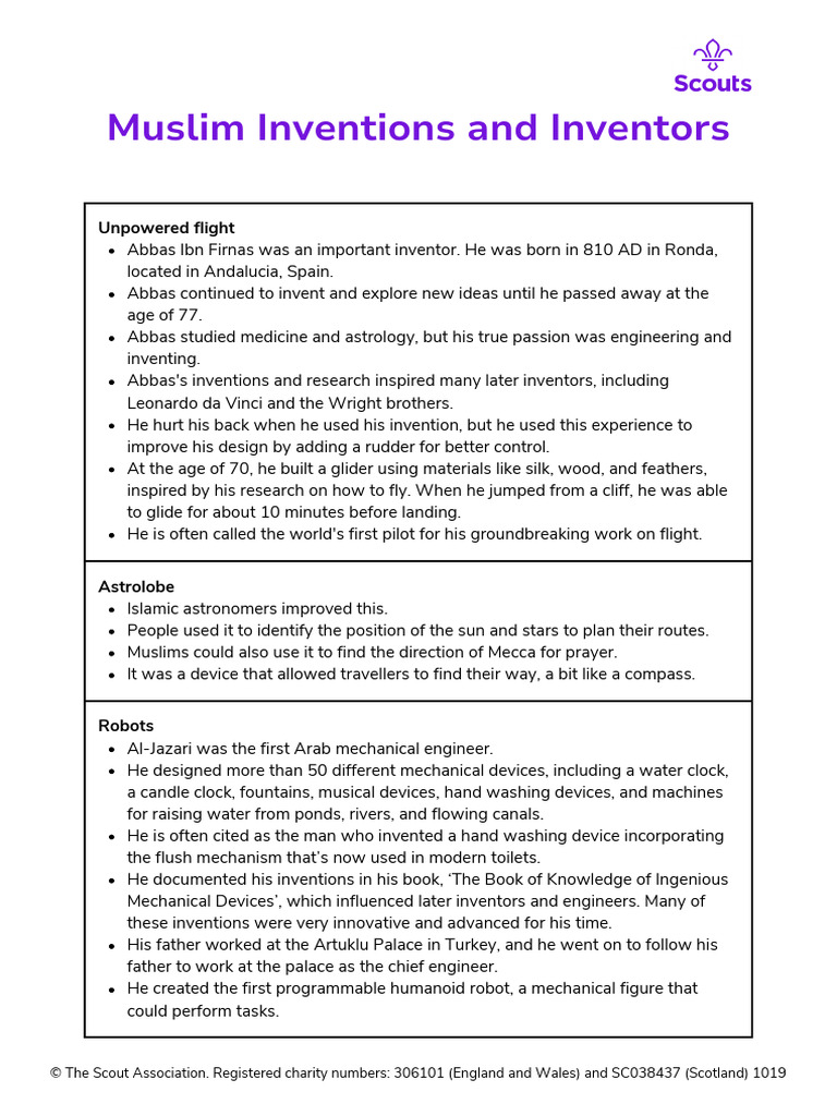 Muslim Inventions Cards | PDF