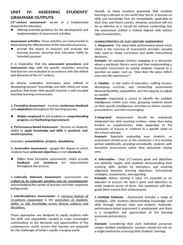 TAG REVIEWER - UNIT IV and V 2 | PDF | Educational Assessment | Learning