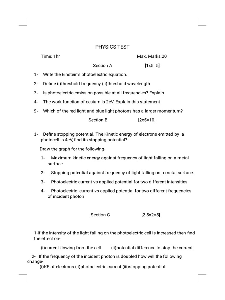 Physics Test-5 | PDF