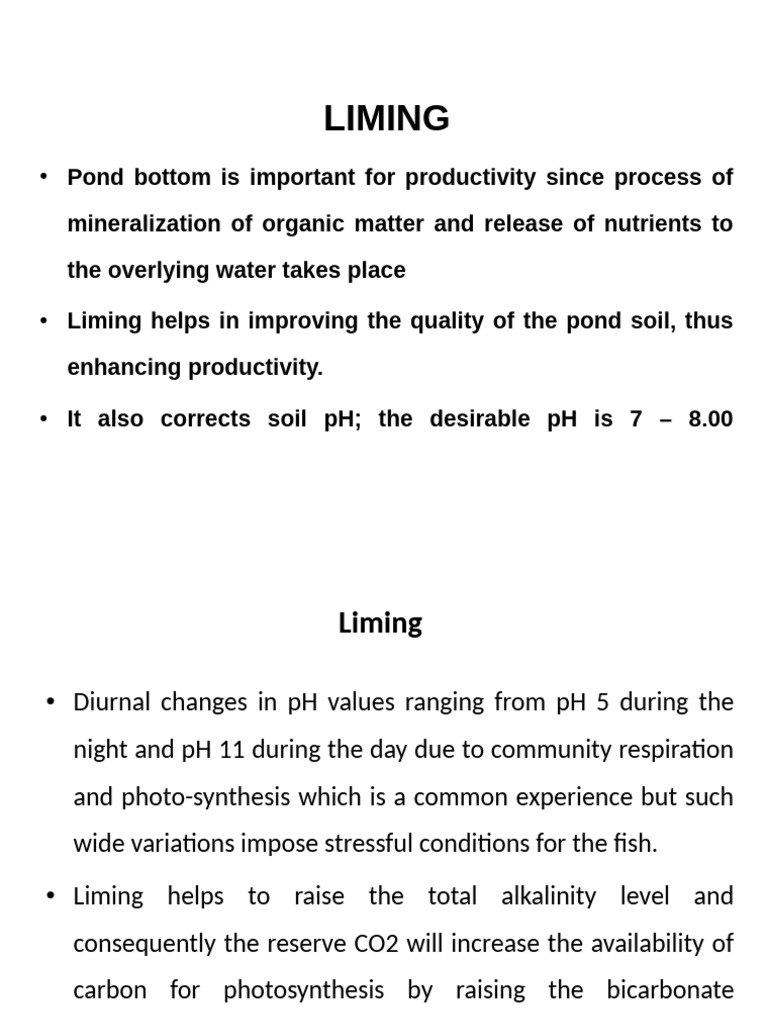 Liming Techniques for Pond Soil Health | PDF