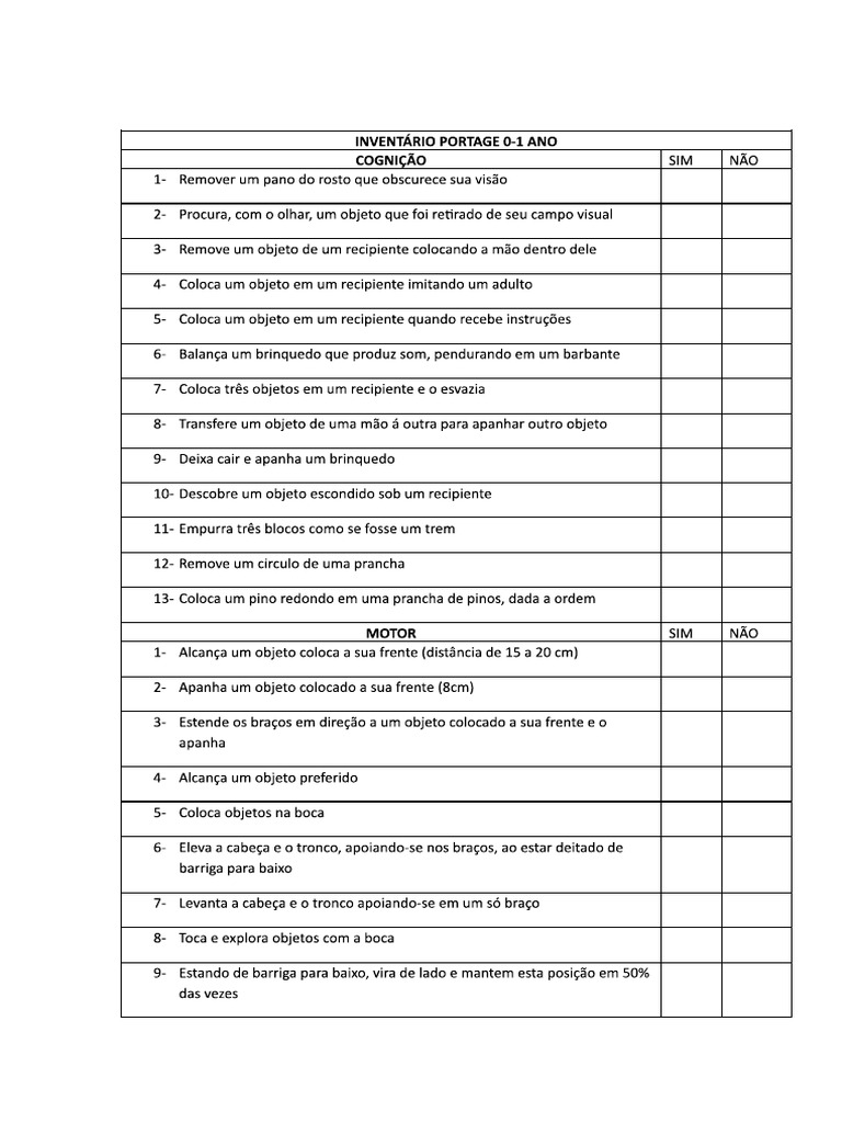 Portage 0 a 1 | PDF