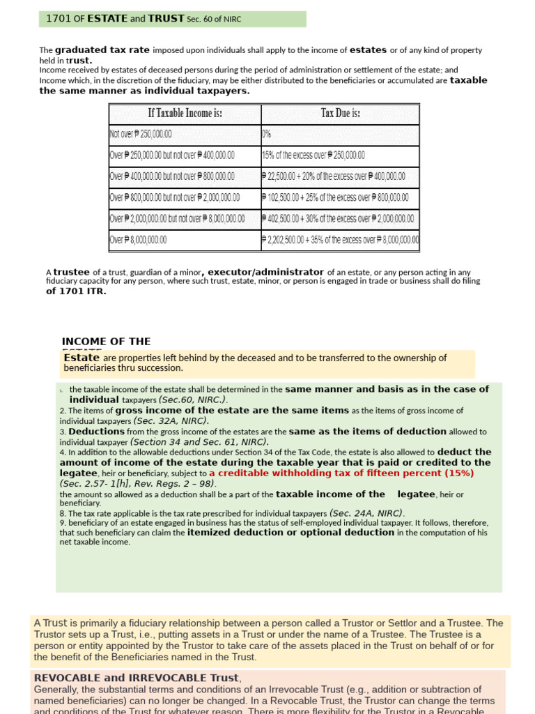 Taxation of Estates and Trusts Explained | PDF | Tax Deduction | Gross ...