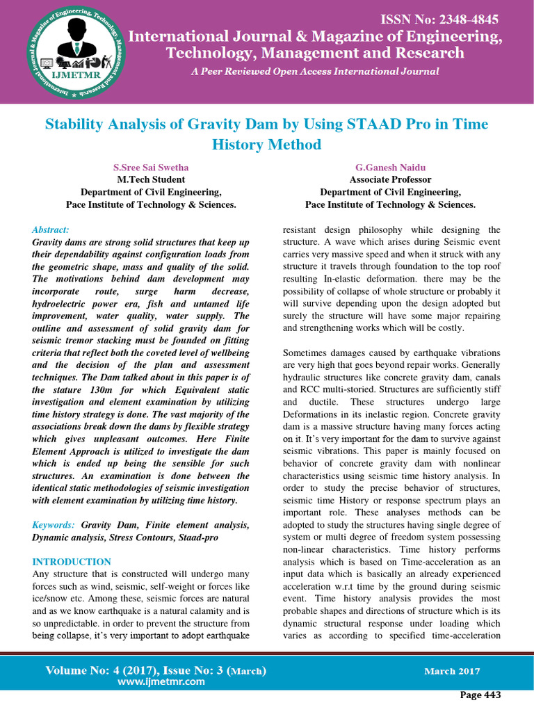 Stability Analysis of Gravity Dam by Usi | PDF | Dam | Force
