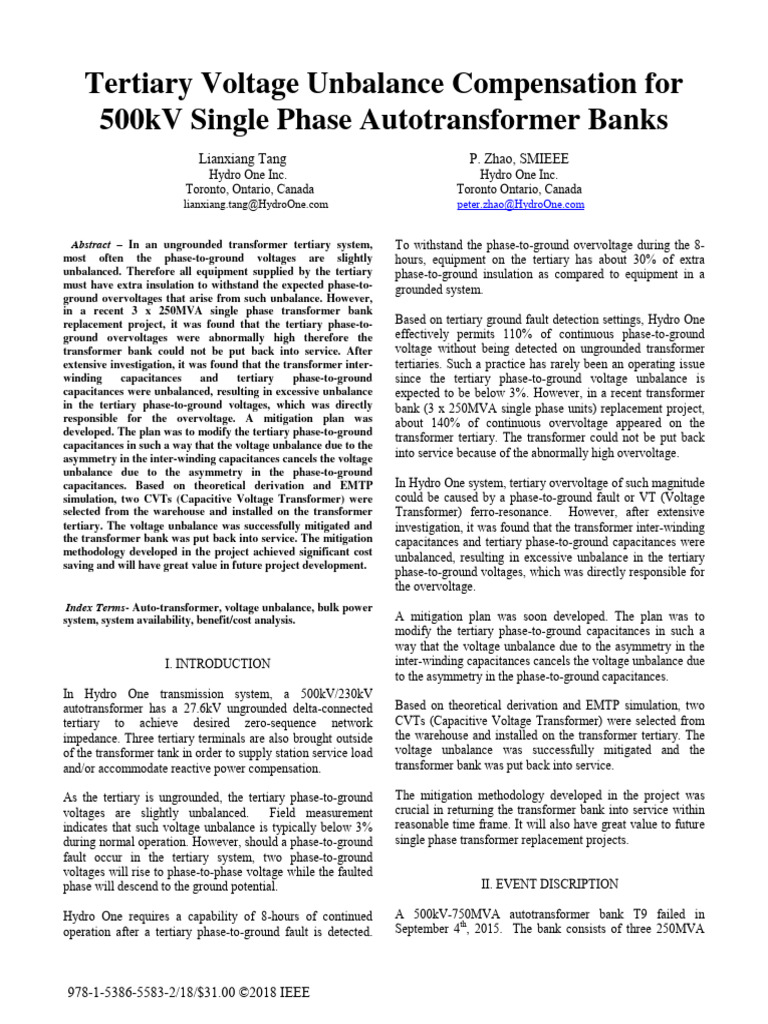Tang 2018 | PDF | Transformer | Electrical Equipment