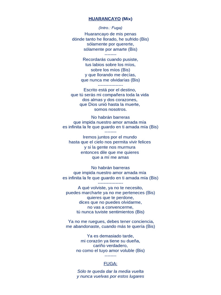 Letras Huaynos 9 | PDF