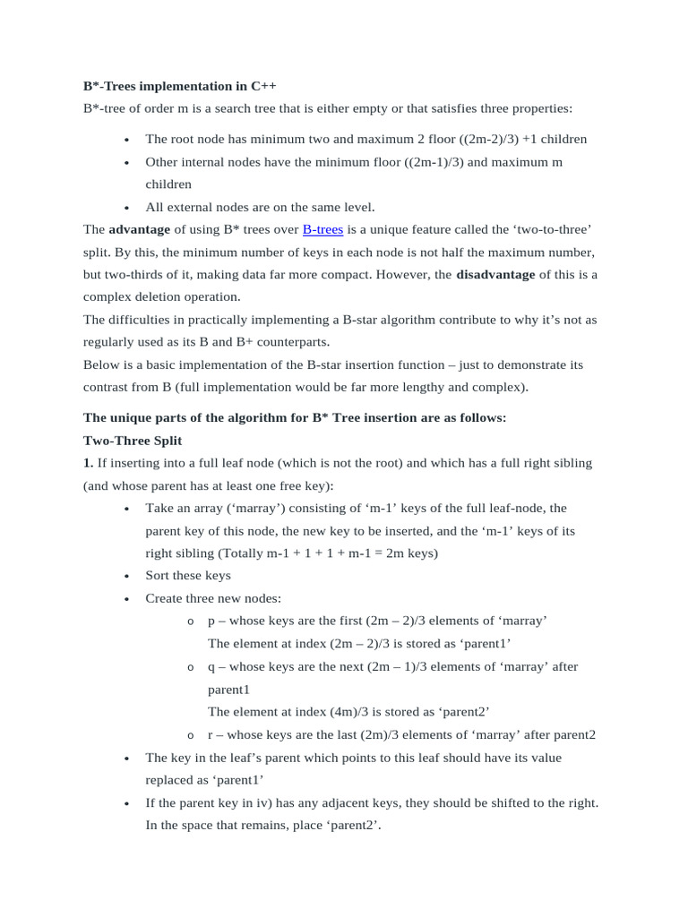 B - Trees Implementation in C++ | PDF | Algorithms And Data Structures ...