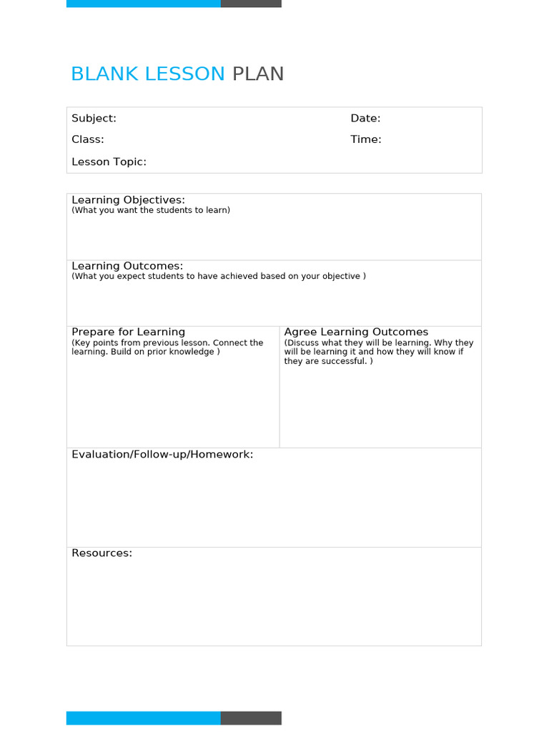 Blank Lesson Plan Template | PDF