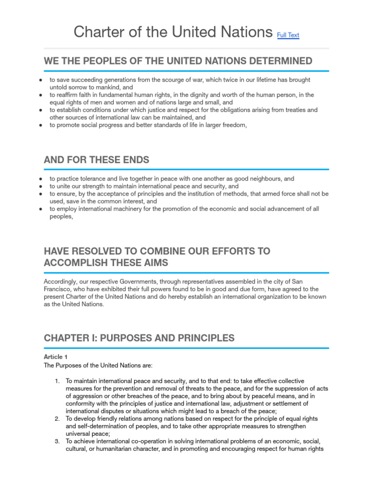 Charter of The United Nations | PDF | United Nations Security Council ...