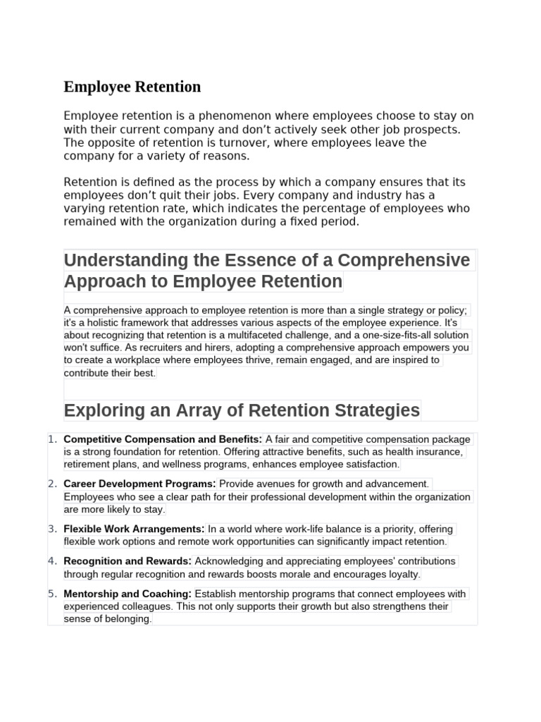 Effective Employee Retention Strategies | PDF | Employee Retention ...