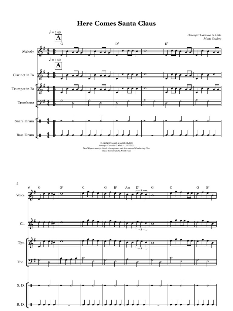 Here Comes Santa Claus Final Carmela - Score and Parts | PDF