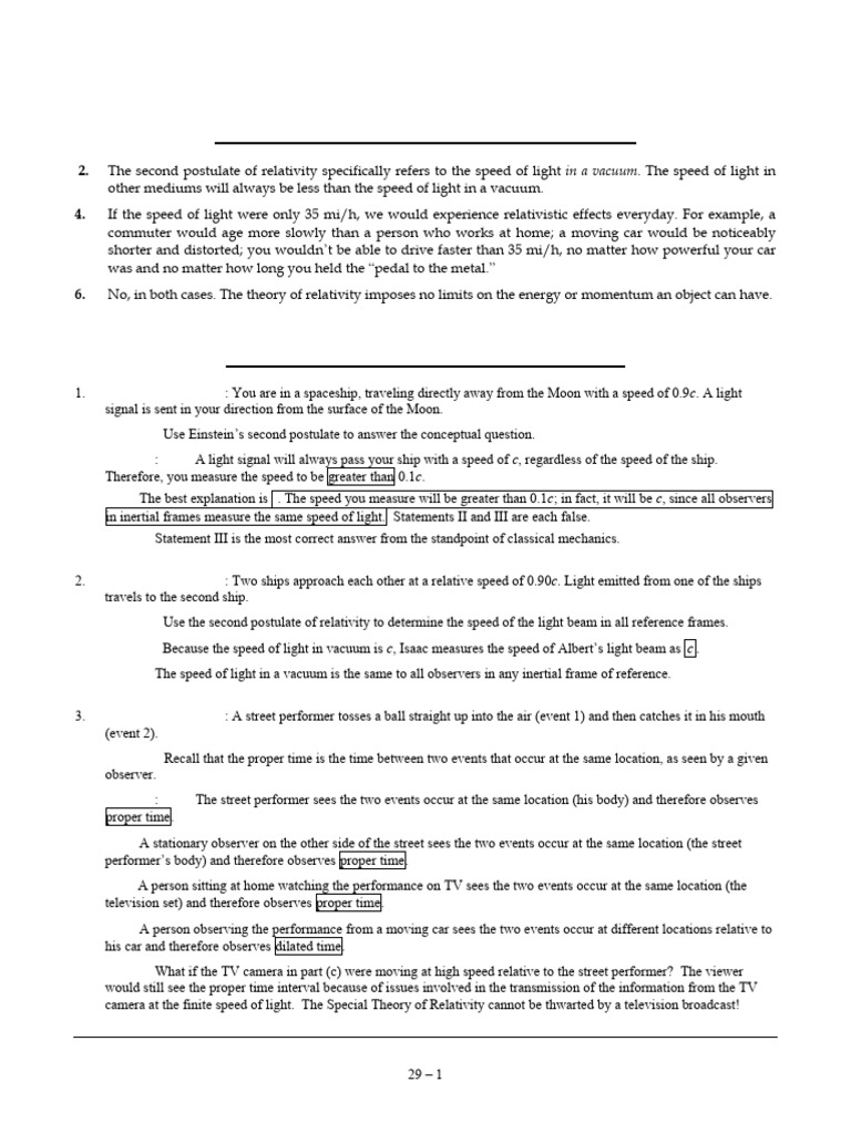 Walker4 ISM Ch29 | PDF | Special Relativity | Speed Of Light