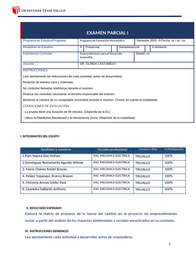 Examen Parcial 1 Empre | PDF | Iniciativa empresarial | Sustentabilidad