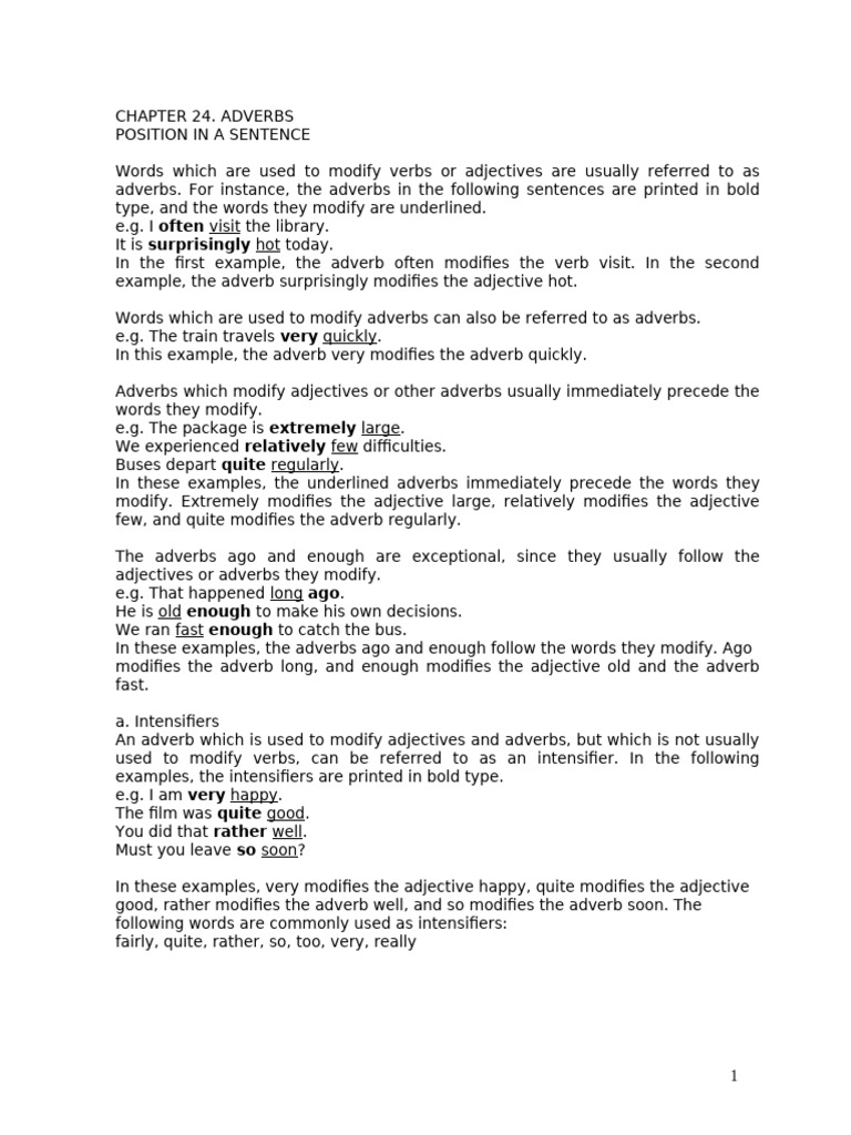 The Adverb Lecture Seminar Pdf Verb Adverb