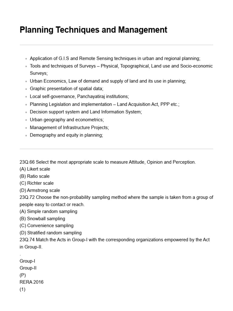 Planning Techniques and Management Insights | PDF | Sampling (Statistics)
